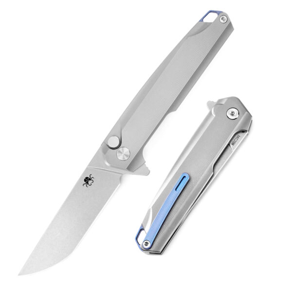 KLAKEN B02 FARN, Titanium Handle 14C28N Blade EDC Folding Pocket Knife With Butt